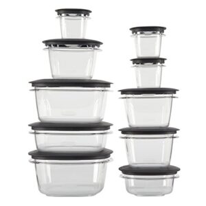 Rubbermaid Premier Easy Find Lids Meal Prep and Food Storage Containers, Set of 10 (20 Pieces Total), Grey |BPA-Free & Stain Resistant