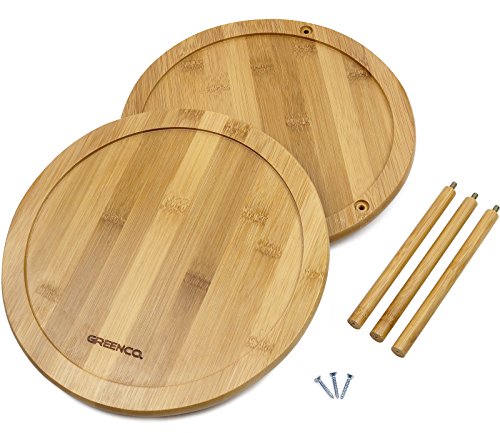 Greenco Bamboo Lazy Susan Turntable Spice Rack, 10 Inch 2- Tier Premium Bamboo, Rotating Organizer, Perfect for Kitchens Countertops, Pantry Storage, and Bathrooms