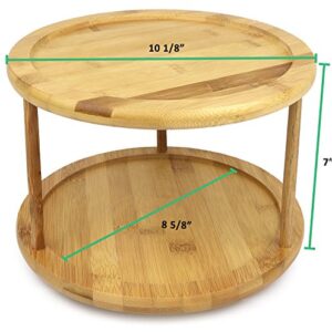 Greenco Bamboo Lazy Susan Turntable Spice Rack, 10 Inch 2- Tier Premium Bamboo, Rotating Organizer, Perfect for Kitchens Countertops, Pantry Storage, and Bathrooms