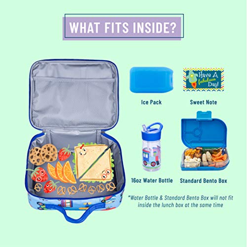 Wildkin Kids Insulated Lunch Box Bag for Boys and Girls, Perfect Size for Packing Hot or Cold Snacks for School and Travel, Mom's Choice Award Winner (Trains, Planes & Trucks)