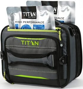arctic zone titan deep freeze fridge cold expandable insulated horizontal lunch pack with 2x 250g high performance ice walls, grey