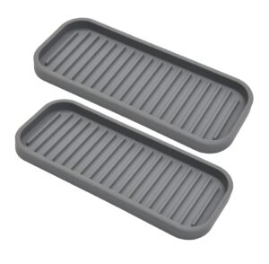 silicone sponge holder – dish soap holder for kitchen counter 2 pack, waterproof sponge soap tray for kitchen sink bathroom, multipurpose sink caddy organizer for soap dispenser scrubbers makeup gray
