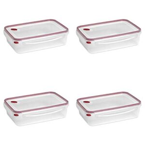 sterilite 0 ultra-seal 16 cup food storage container, see-through lid & base with rocket red accents, 4-pack