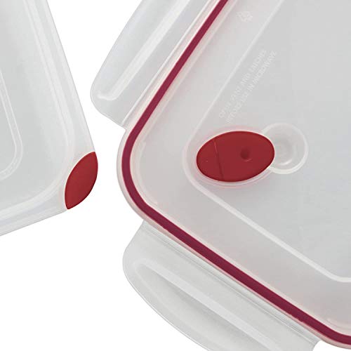 Sterilite 0 Ultra-Seal 16 Cup Food Storage Container, See-Through Lid & Base with Rocket Red Accents, 4-Pack