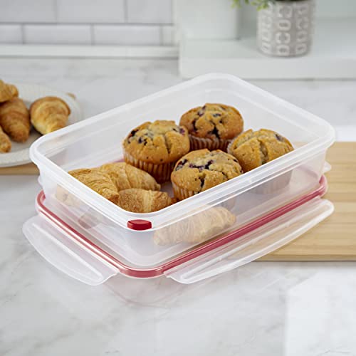 Sterilite 0 Ultra-Seal 16 Cup Food Storage Container, See-Through Lid & Base with Rocket Red Accents, 4-Pack