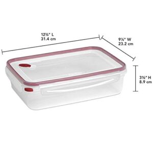 Sterilite 0 Ultra-Seal 16 Cup Food Storage Container, See-Through Lid & Base with Rocket Red Accents, 4-Pack