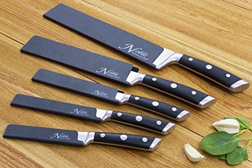 Noble Home & Chef 5-Piece Universal Knife Guards are Felt Lined, More Durable, No BPA, Gentle on Blades, and Long-Lasting Knife Covers Are Non-Toxic and Abrasion Resistant! (Knives Not Included)