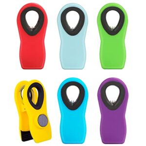 bag clips with magnet, chip clips, bag clips for food, clips for food packages, 6 pack assorted colors magnetic clips for refrigerator, bread bags, snack bags and food bags