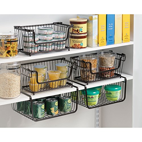 iDesign York Metal Under Shelf Storage Basket Storage Organizer for Kitchen, Bathroom, Office, Bronze