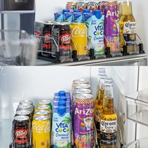 Soda Can Organizer for Refrigerator, Baraiser Large Capacity Self-Pushing Drink Organizer for Fridge, Pantry and More, Black