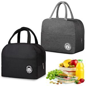 auruza insulated lunch bag 2pack,reusable meal prep lunch bag for work,adult portable tote lunch bags,waterproof,with small pocket,for work/school/picnic/camping/beach/park