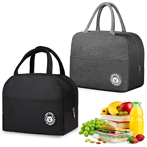 AURUZA Insulated Lunch Bag 2pack,Reusable Meal Prep Lunch Bag for Work,Adult Portable Tote Lunch bags,Waterproof,with small pocket,For work/School/Picnic/Camping/Beach/Park