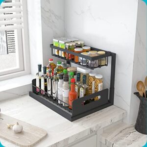 Adjustable Height Under Sink Organizers and Storage, 2 Tier Pull Out Kitchen Cabinet Organizer, Bathroom Cabinet Organizer Under Sink