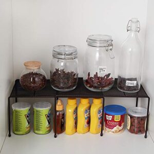 Expandable Stackable Kitchen Cabinet and Counter Shelf Organizer,Kitchen Shelves, Cabinet Organization,Bronze