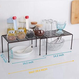 Expandable Stackable Kitchen Cabinet and Counter Shelf Organizer,Kitchen Shelves, Cabinet Organization,Bronze