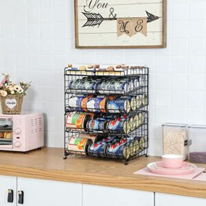 5-Tier Stackable Can Rack Organizer, Can Storage Organizer for Kitchen Pantry Cabinet, Multifunctional Can Dispenser for Storing Canned Snacks Drinks and More,Black