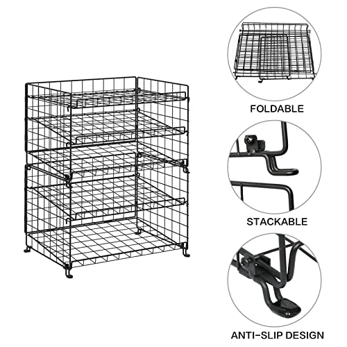 5-Tier Stackable Can Rack Organizer, Can Storage Organizer for Kitchen Pantry Cabinet, Multifunctional Can Dispenser for Storing Canned Snacks Drinks and More,Black