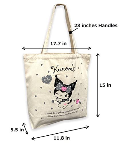 EITAI Sanrio Kuromi Cute Tote Bag, Shopping Bag, Kitchen Reusable Grocery Bag, 15 in(H) x 11.8 in(L) x 5.5 in(W)