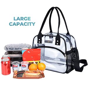 USPECLAR clear tote bag, Clear Lunch Bag with Removable Bottom Board for Women & Men, See Through Reusable Lunch Box for Workplaces ,Clear Shoulder Bag for Women for Work