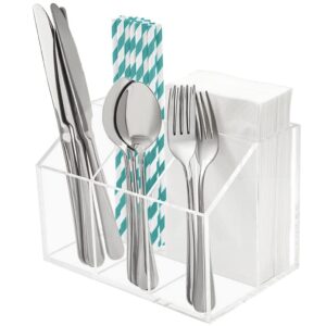 Utensil Holder Silverware Caddy Countertop Cutlery Organizer For Napkins Flatware Spoon Fork Knife Plastic Acrylic