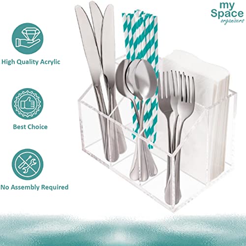 Utensil Holder Silverware Caddy Countertop Cutlery Organizer For Napkins Flatware Spoon Fork Knife Plastic Acrylic