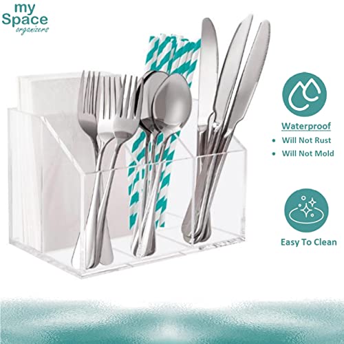 Utensil Holder Silverware Caddy Countertop Cutlery Organizer For Napkins Flatware Spoon Fork Knife Plastic Acrylic