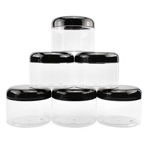 cornucopia brands 16oz clear plastic jars w/domed lids (6 pack); bpa free pet stackable straight sided canisters for bathroom & kitchen storage
