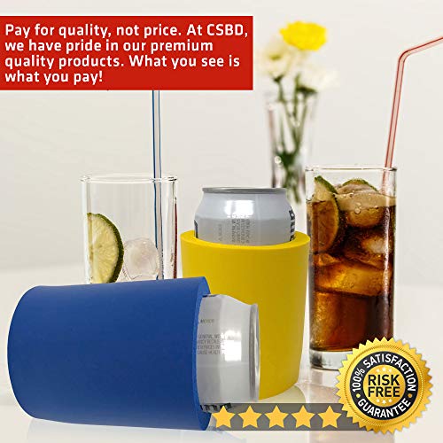 CSBD Blank Beer Can Huggers, 6 Pack, Insulated Cooler for Alcohol and Soft Drinks, Flexible Drink Caddies for DIY Projects, Parties, Events, Weddings or Branding (6, Assorted)