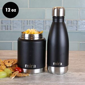 MIRA 12 oz Stainless Steel Vacuum Insulated Water Bottle - Double Walled Cola Shape Thermos - 24 Hours Cold, 12 Hours Hot - Reusable Metal Water Bottle - Kids Leak-Proof Sports Flask - Matte Black