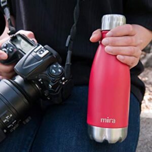 MIRA 12 oz Stainless Steel Vacuum Insulated Water Bottle - Double Walled Cola Shape Thermos - 24 Hours Cold, 12 Hours Hot - Reusable Metal Water Bottle - Kids Leak-Proof Sports Flask - Matte Black