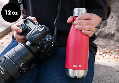 MIRA 12 oz Stainless Steel Vacuum Insulated Water Bottle - Double Walled Cola Shape Thermos - 24 Hours Cold, 12 Hours Hot - Reusable Metal Water Bottle - Kids Leak-Proof Sports Flask - Matte Black