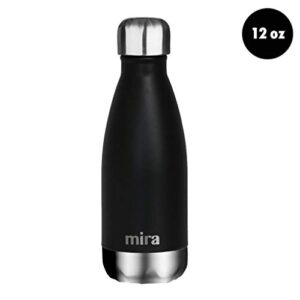MIRA 12 oz Stainless Steel Vacuum Insulated Water Bottle - Double Walled Cola Shape Thermos - 24 Hours Cold, 12 Hours Hot - Reusable Metal Water Bottle - Kids Leak-Proof Sports Flask - Matte Black