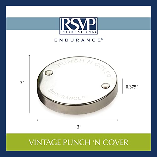 RSVP International Kitchen Collection Storage & Preservation, Vintage Punch 'N Cover, Stainless Steel 3 Inch (Pack of 1)