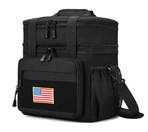 holuxer large expandable tactical lunch box for men, durable insulated leakproof lunch bag, heavy duty cooler bag for work outdoor picnic travel office adults, black, 15l