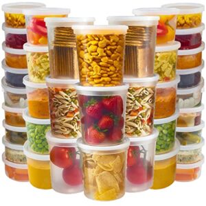 quunoot [83 packs, 3 sizes] deli food storage containers with lids – 32oz, 16oz, 8oz deli food containers with spoons and labels, bpa free | leak-proof | microwave dishwasher freezer safe