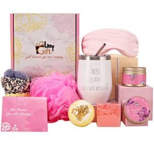 litty gift 11 pcs get well soon gifts for women, care packages for women warm and relaxing sympathy socks, candle, tumbler, bath sponge, relaxing spa gifts for women