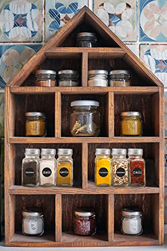 ROYALHOUSE 12 Pcs Glass Spice Jars/Bottles - 4oz Empty Square Spice Containers with Spice Labels and Airtight Metal Caps with Shaker Lids