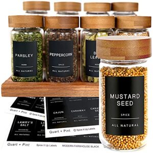 Quart + Pint 160 Spice Jar Labels: Minimalist Matte Black Sticker White Text. Waterproof Stickers. Organization for Jars Bottles Containers Bins. Storage Rack Systems for Kitchen & Pantry Labels.