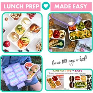 Unicorn Bento Lunch Box for Girls, Kids | Snack Containers with 4 Compartment Dividers, Boxes for Toddlers Pre-School Daycare Tween Lunches BPA Free, Food and Microwave Safe | Purple Rainbow Unicornio