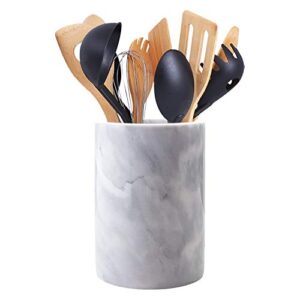 marble utensil holder for kitchen counter decor, flatware & utensil storage organizer – kitchen utensil organizer for countertops, pantry, bathroom, office & center table