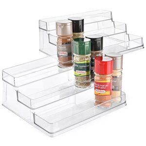 Sorbus Premium Spice Rack Organizer- Acrylic Seasoning Organizer for Cabinet- Durable Multipurpose Shelf Organizer- 3 Tier Storage for Room, Office, Countertop, Kitchen & Pantry Organization- 2 Pack