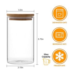 Encheng Glass Jars Set,Borosilicate Glass Food Storage Containers,20 oz Airtight Kitchen Canisters with Bamboo Lids for Pantry Organization,Clear Food Jars for Spice,flour,Nuts,Oatmeal,Coffee,9 Pack