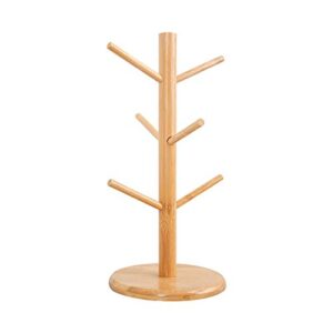 bamboo wooden mug rack tree coffee tea cup organizer hanger holder with 6 hooks removable bamboo mug stand by ahyuan