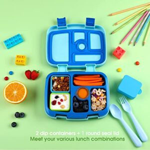 Salad Dressing Container To Go, Compatible with Bentgo Kids Lunch Box, 2x 3oz Small Containers with Lids, Premium Silicone, Easy Open Snack Containers, Leakproof Dips Sauce Container for Lunch Box(Blue/Lime)