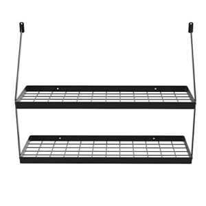 KES 30-Inch Pot Rack 2 Tier Pan Rack for Kitchen Wall Mounted Pot Organizer with 12 S-Hooks Heavy-Duty Matte Black, KUR218S75B-BK