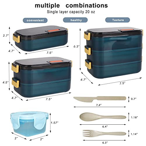 HOMESPON Bento Box with Lunch Bag - Leakproof 3-Tier Stainless Steel Container for Salads & More, Perfect for Teens & Adults, Comes with Reusable Wheat Straw Spoon/Fork & Food Grade Dressing Box