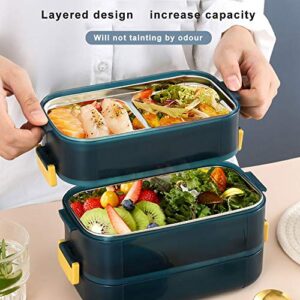 HOMESPON Bento Box with Lunch Bag - Leakproof 3-Tier Stainless Steel Container for Salads & More, Perfect for Teens & Adults, Comes with Reusable Wheat Straw Spoon/Fork & Food Grade Dressing Box