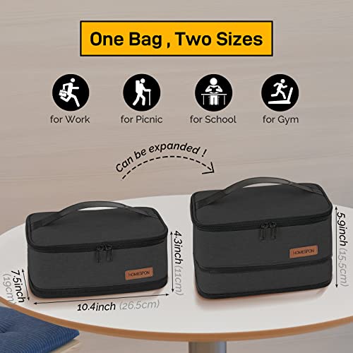 Buringer HOMESPON Lunch Bag for Men Women Expandable Portable Insulated Lunch Box with Handle for Picnic Work & School