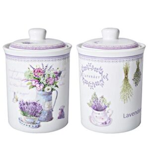 xiteliy ceramic canister set tea coffee sugar storage pots jars kitchen food storage with ceramic lid set of 2 (purple, tl-xyc-j)