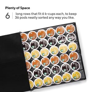 K-cup Coffee Pod Holder for Counter, Coffee Station for Keurig Pods - Coffee Bar Accessories - Caddy Dispenser with Sliding Drawer for Kitchen Organizer - Holds 36 Cups | The Mesh Collection, Black